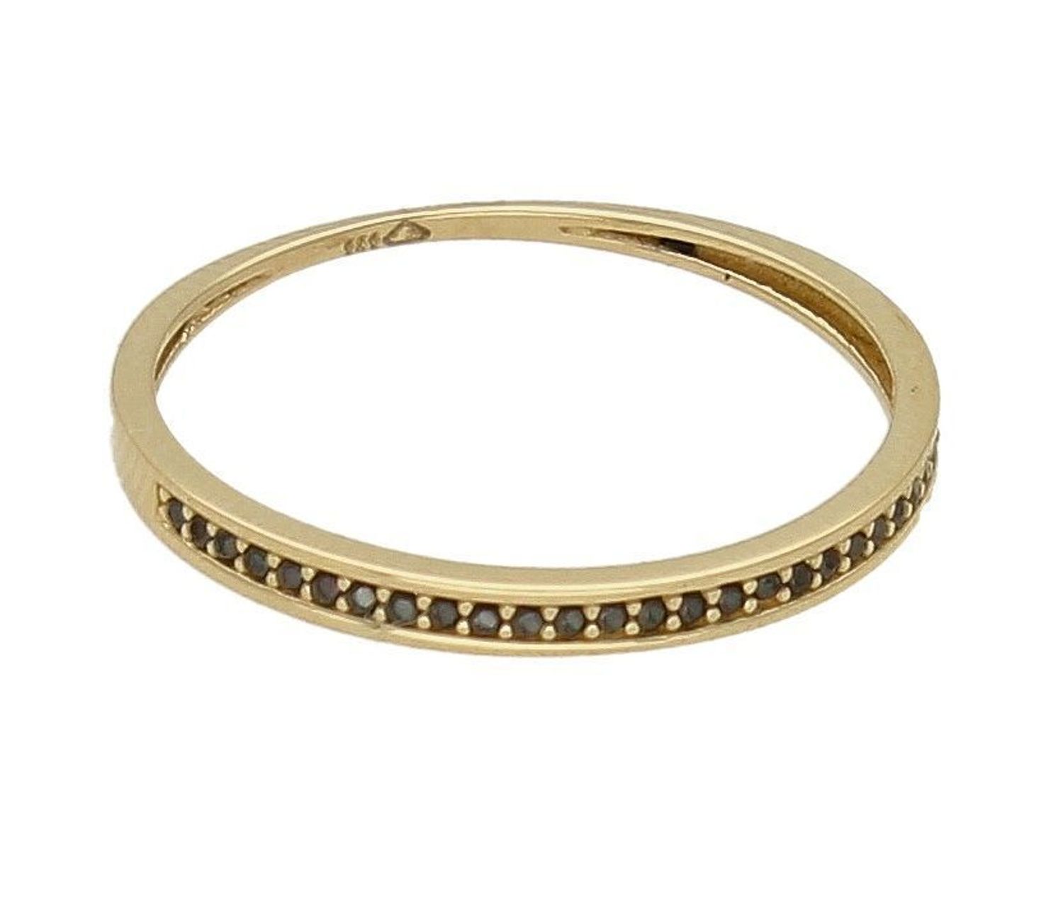 Złoty pierścionek 585 z czarnymi cyrkoniami PI 6088A. Złoty pierścionek delikatny. Złoty pierścionek damski.  Złoty pierścionek wysadzany czarnymi cyr.jpg